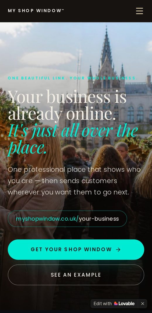 My Shop Window™ — mobile view