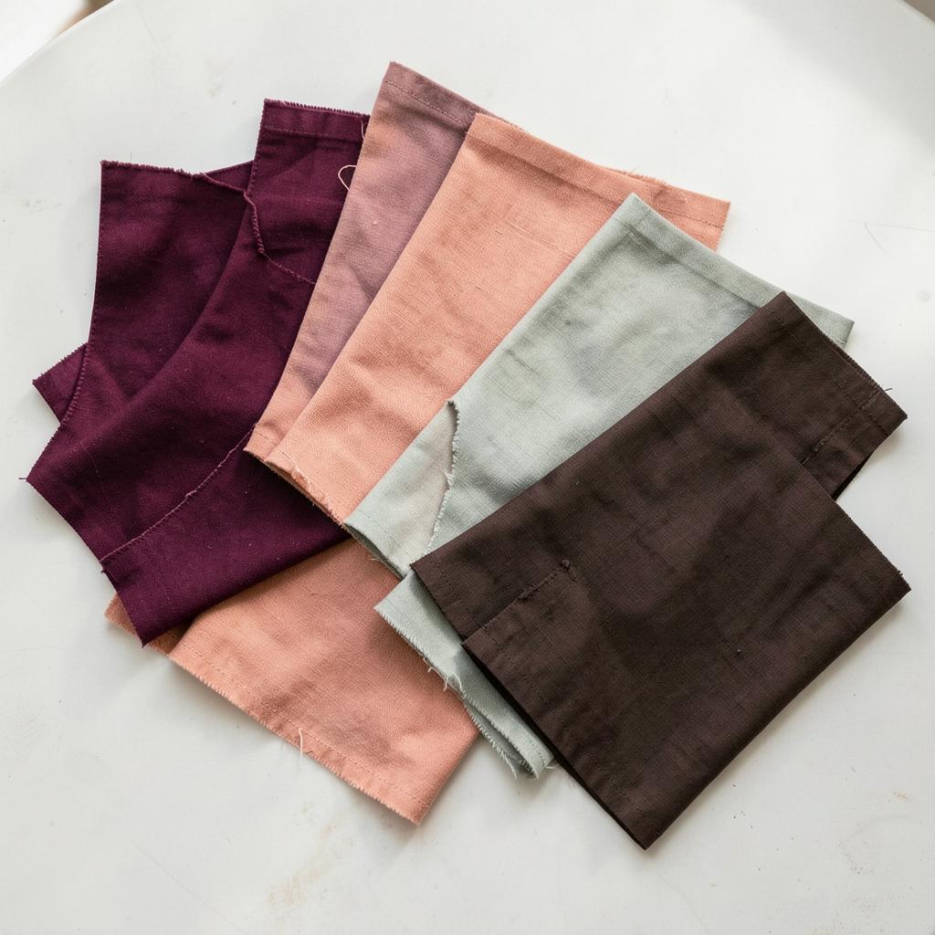 Folded fabrics in warm rose and berry tones