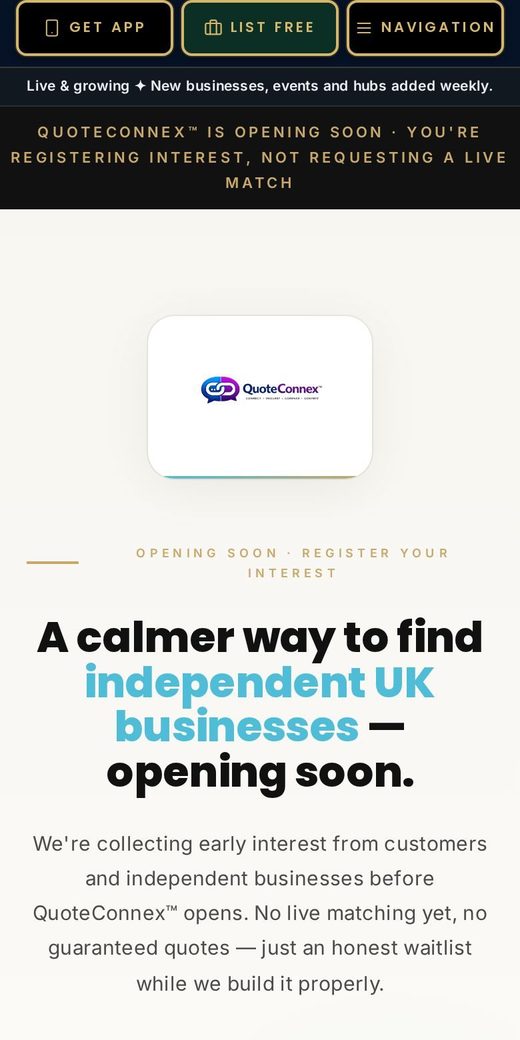 QuoteConnex™ — mobile view
