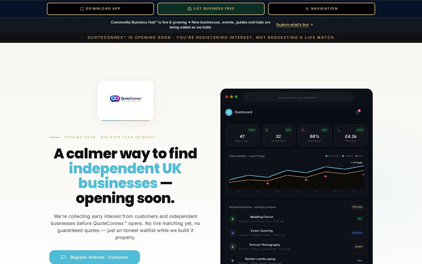 QuoteConnex™ — homepage