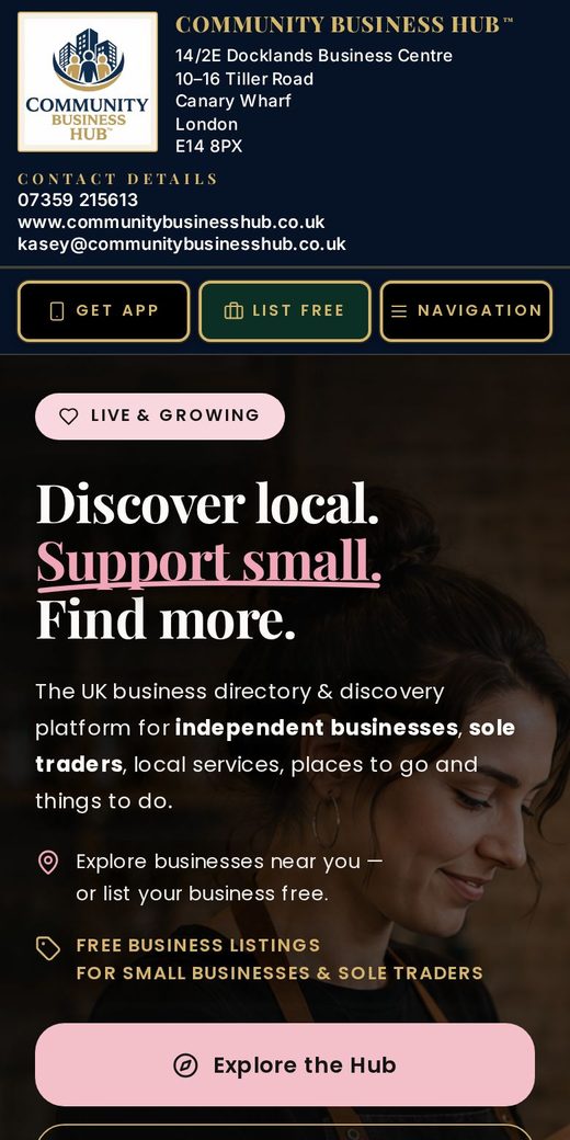 Community Business Hub™ — mobile view
