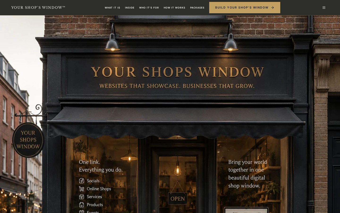 Your Shop's Window™ — homepage