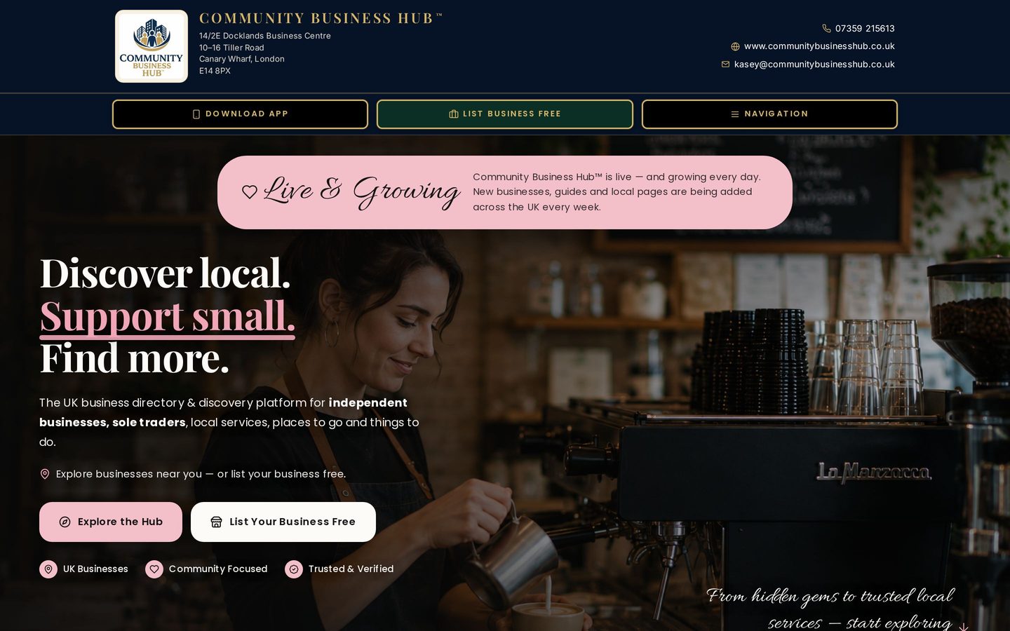 Community Business Hub™ — homepage
