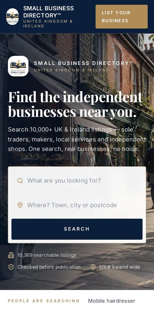 Small Business Directory™ — mobile view