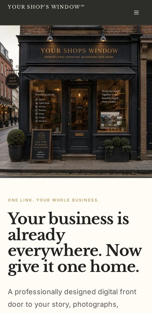 Your Shop's Window™ — mobile view