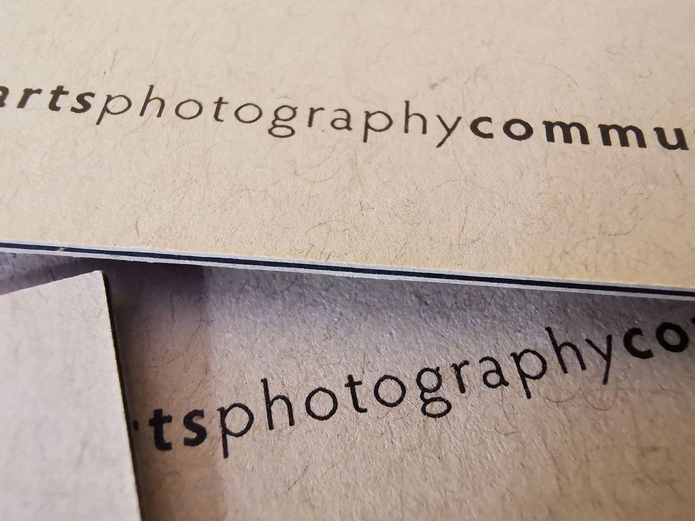 Printed business cards close up on a desk